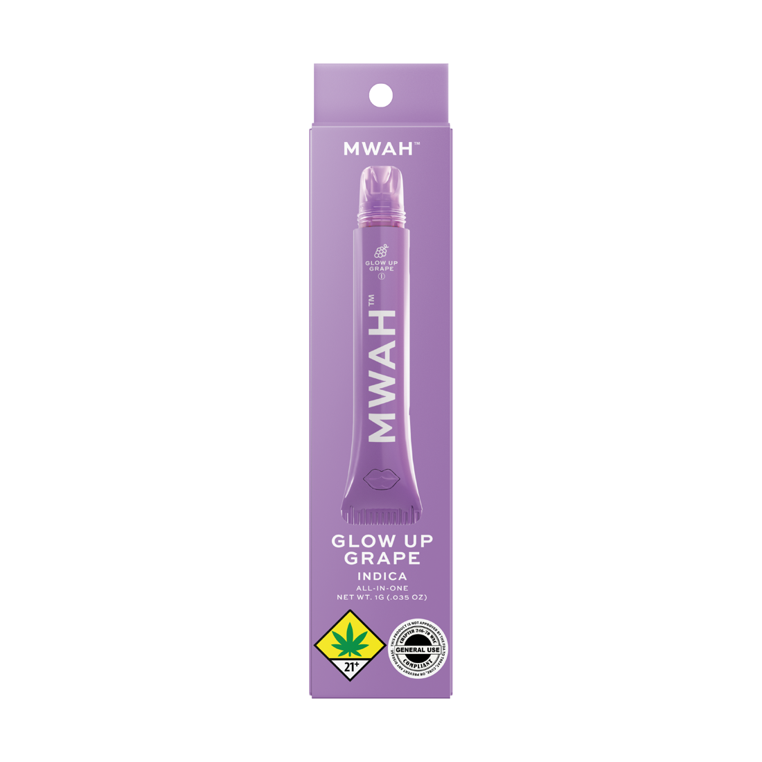 Glow Up Grape MWAH retail package, 1g all-in-one indica