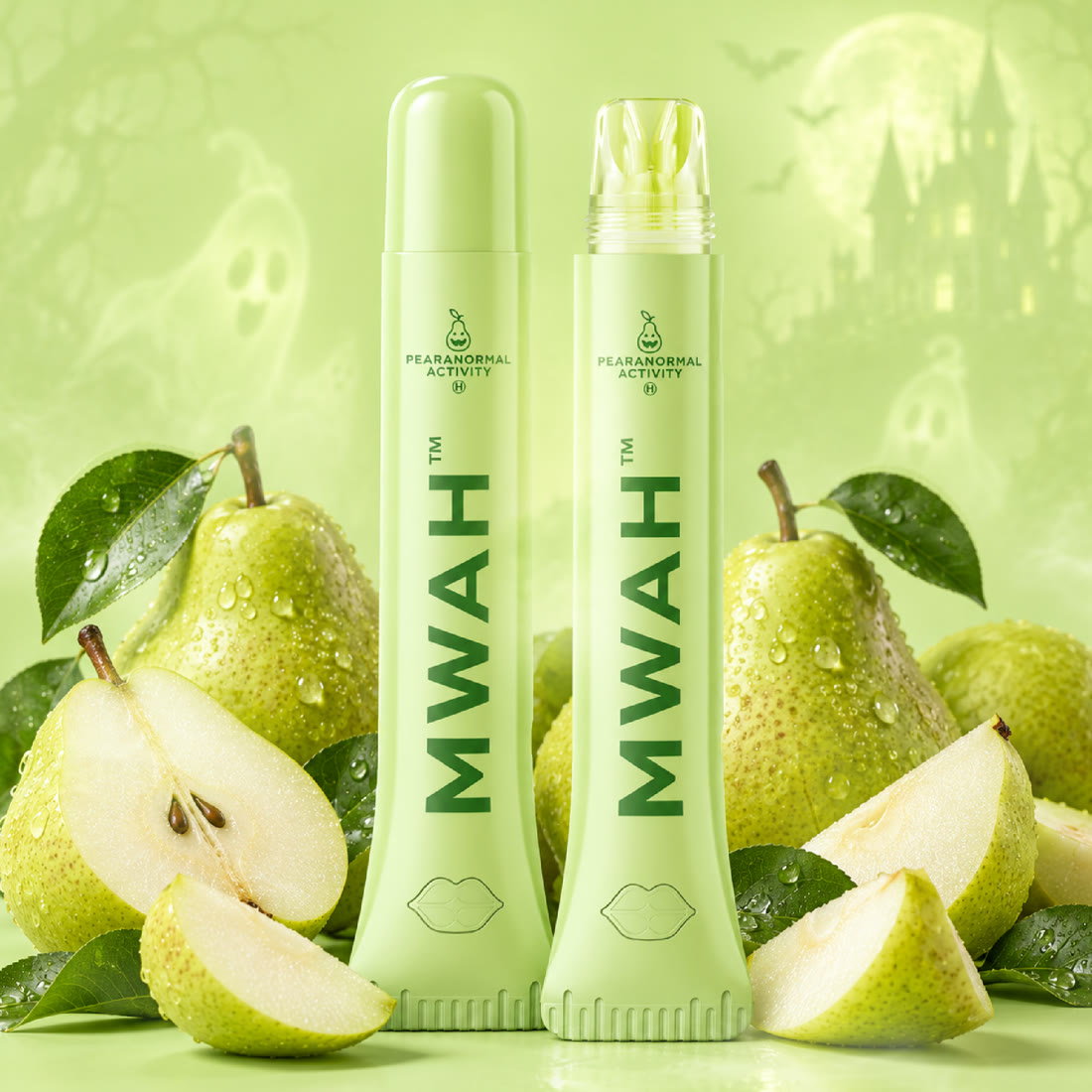 Pearanormal Activity MWAH vape pens styled with fresh pears
