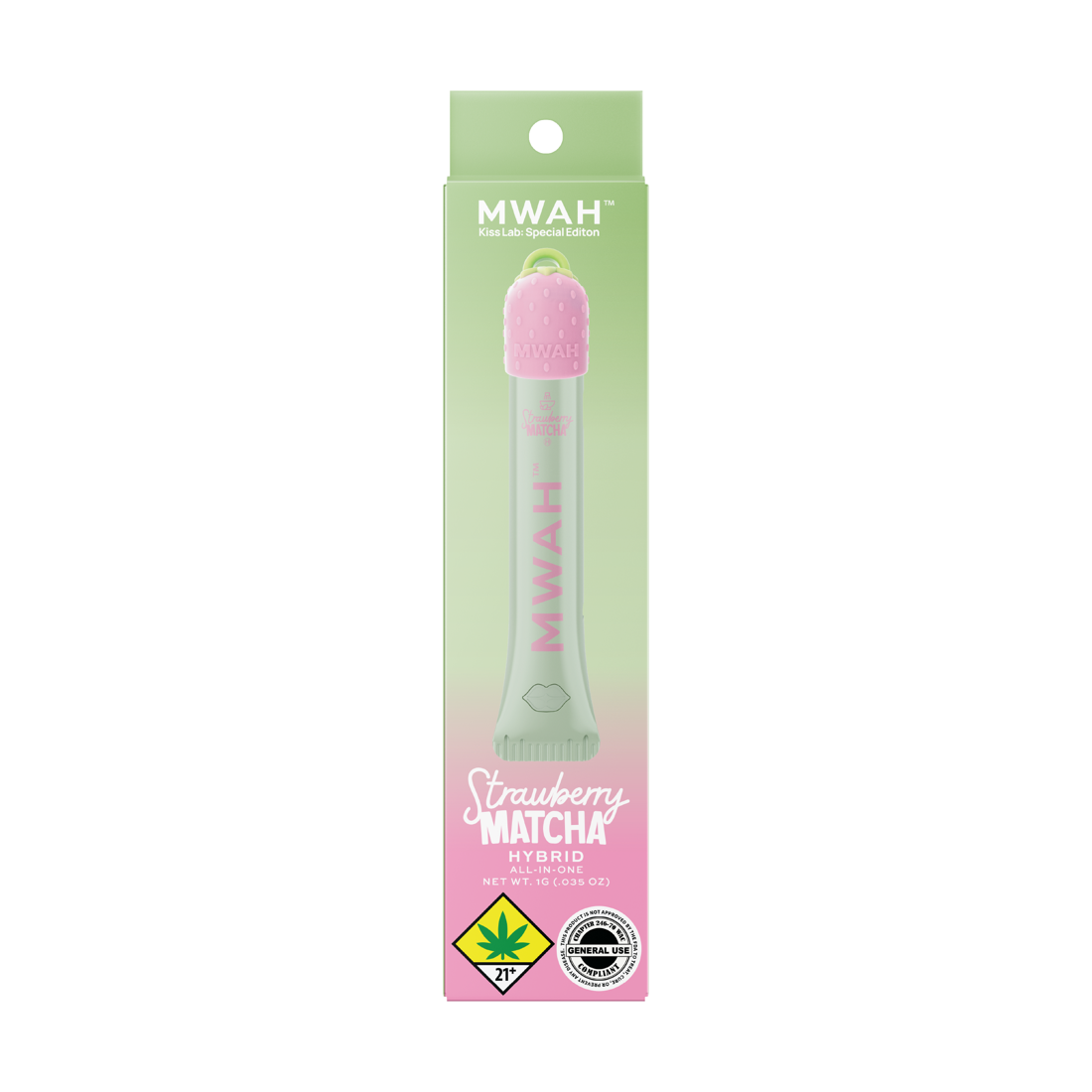 Strawberry Matcha MWAH retail package, 1g all-in-one hybrid